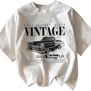 Cotton Blend Oversized Fit Half Sleeve Printed Round Neck T-Shirt for Women | Aesthetic Summer Wear
